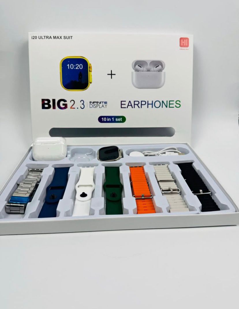 I20 ultra max suit watch + Earphone 10 in 1 set