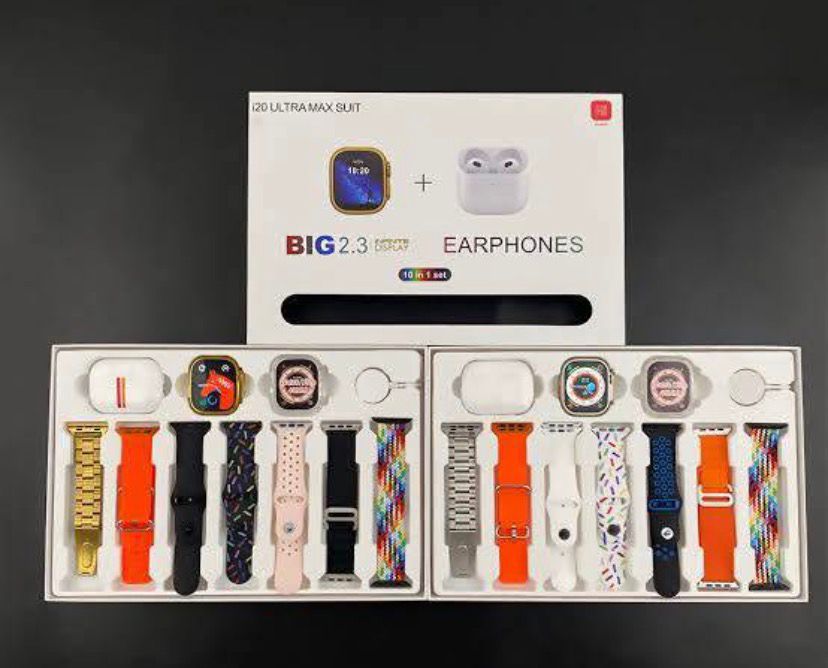 I20 ultra max suit watch + Earphone 10 in 1 set